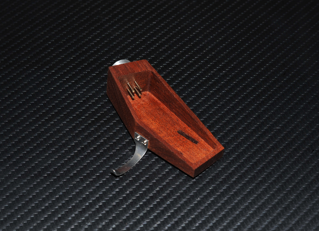Custom-Made Headshell for Lenco L75 made of Mahogani Wood / Spacer / Wires3