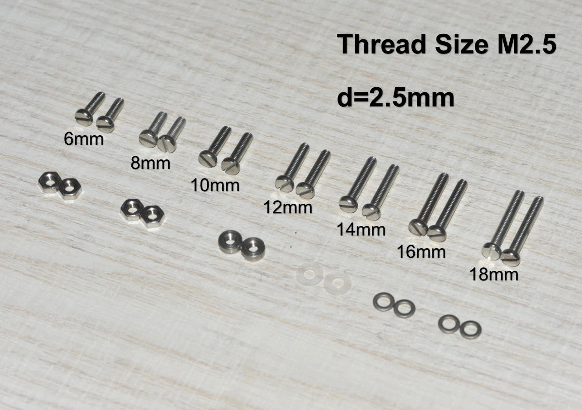 Premium Phono Screws Set / Stainless Steel - M2.5 for Headshell / Phono Cartridge