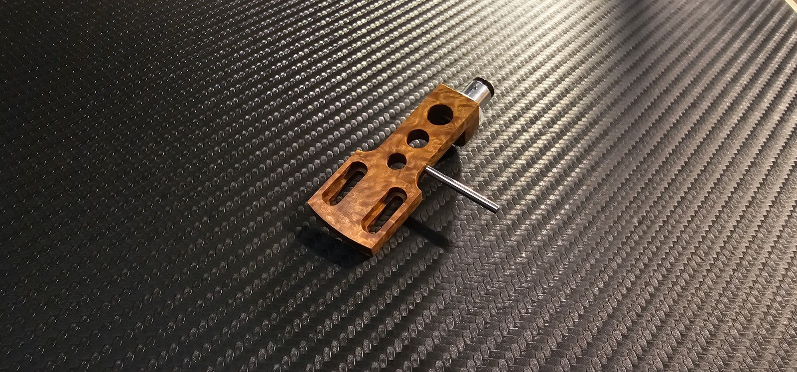 Custom-Made Headshell for TECHNICS SL-1210 SL-1500 Exotic Brown Mallee Wood2