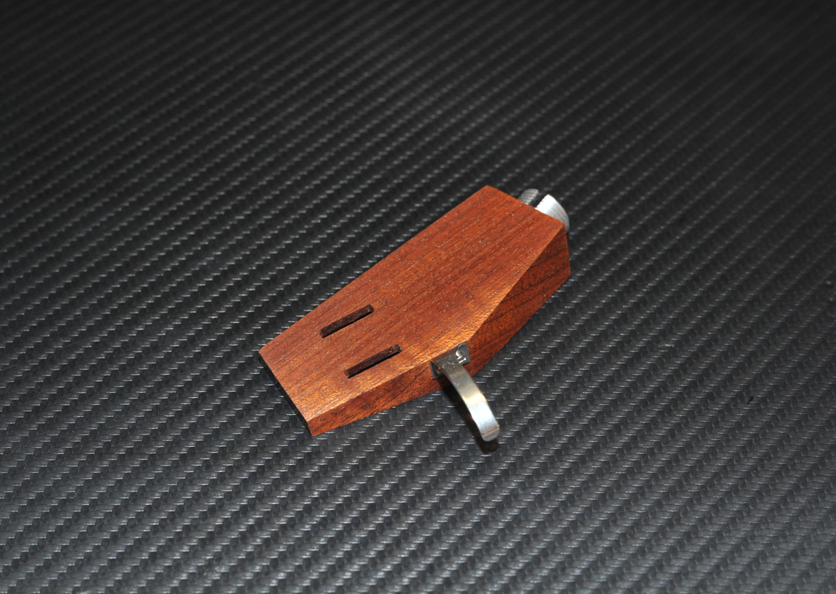 Custom-Made Headshell for Lenco L75 made of Mahogani Wood / Spacer / Wires1