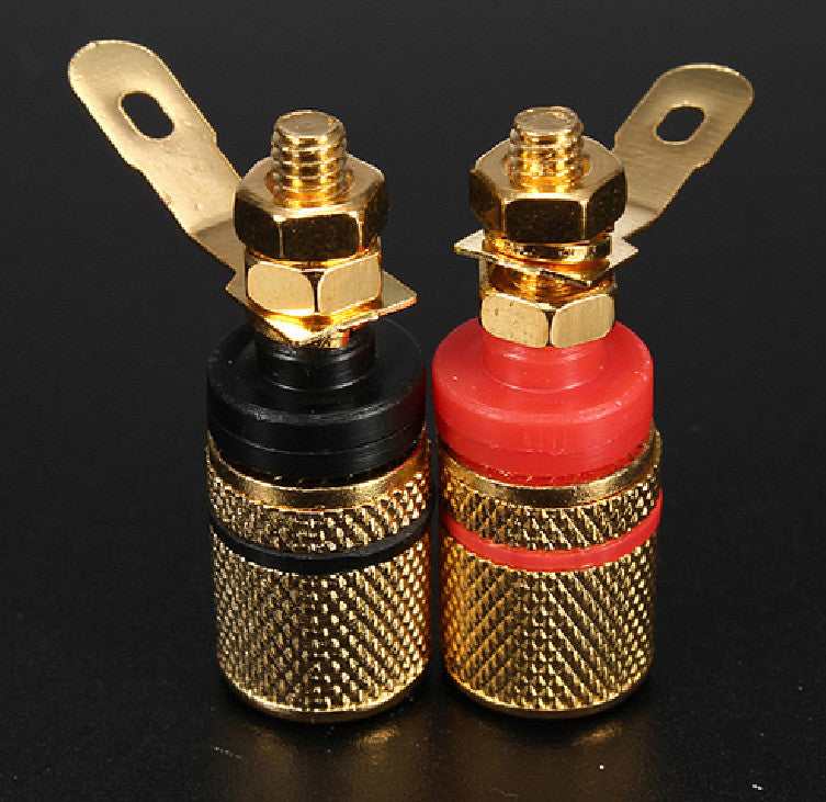 2x High End Lautsprecher Terminal Buchse 24K vergoldet Polklemme Bannanenbuchse0