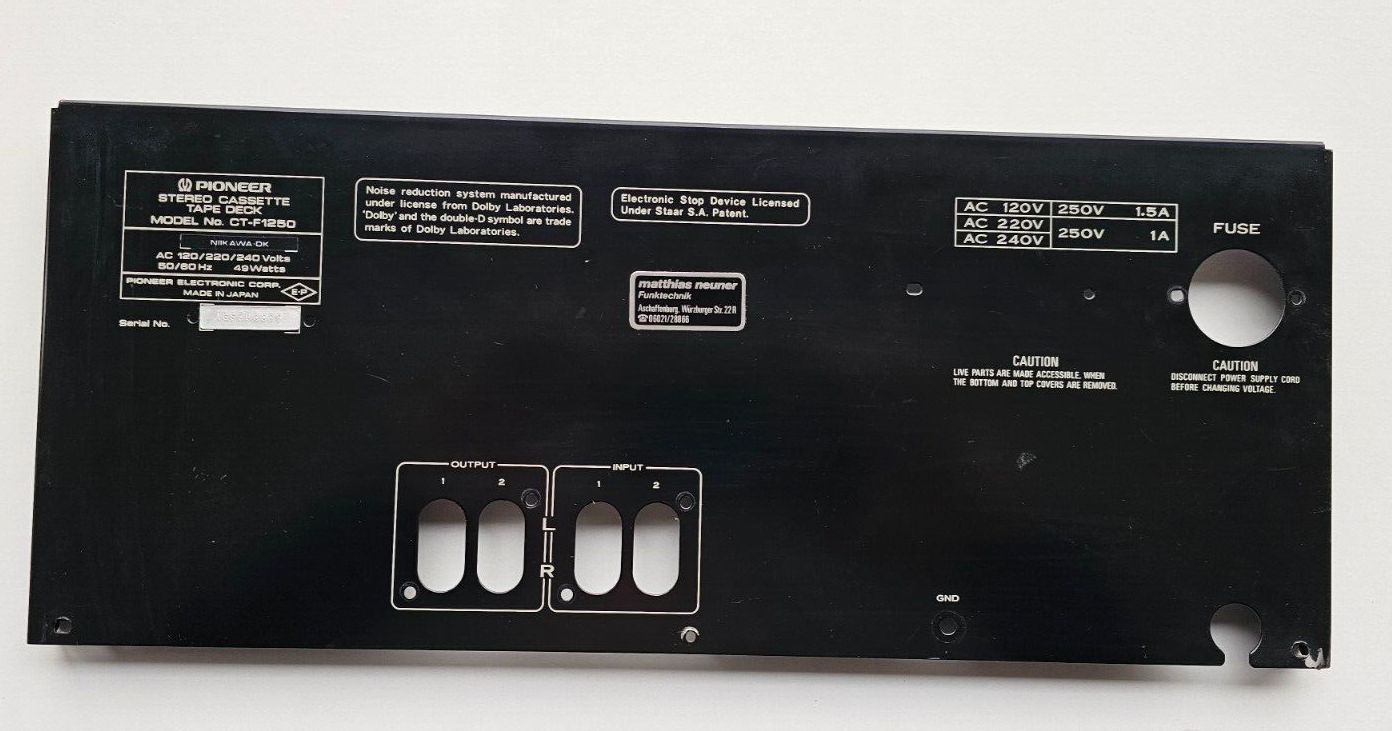Pioneer CT-F1250 / Back cover / Spare part / Genuine Part0