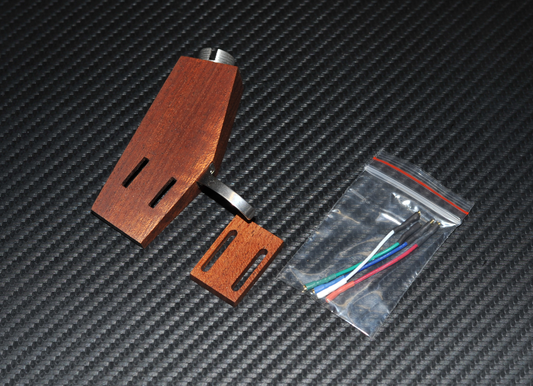 Custom-Made Headshell for Lenco L75 made of Mahogani Wood / Spacer / Wires0