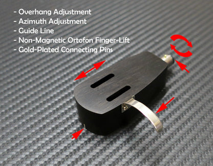 Custom-Made Headshell Opera Collection Series Overhang Azimuth Adjustment Ebony0