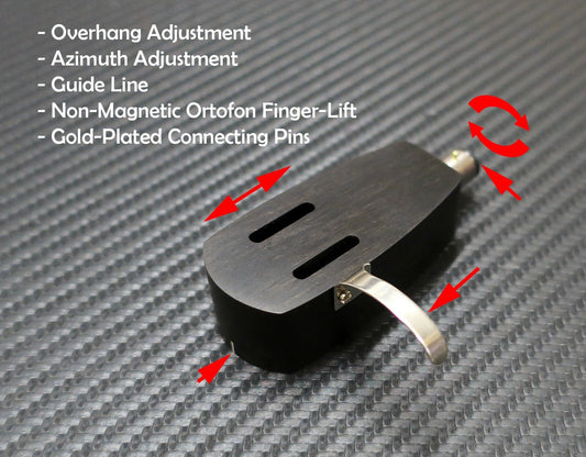 Custom-Made Headshell Opera Collection Series Overhang Azimuth Adjustment Ebony0