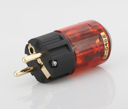 High End Schuko EU Power Plug Connector Gold Plated Sonata Red / Audio Hi Fi0