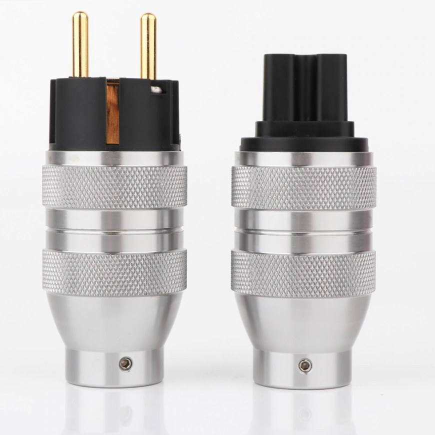High End Reference Gold Plated Schuko Eu Power Plug Connector + IEC Female Plug0