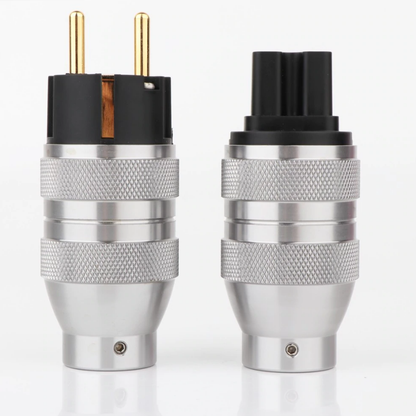 High End Reference Gold Plated Schuko Eu Power Plug Connector + IEC Female Plug0