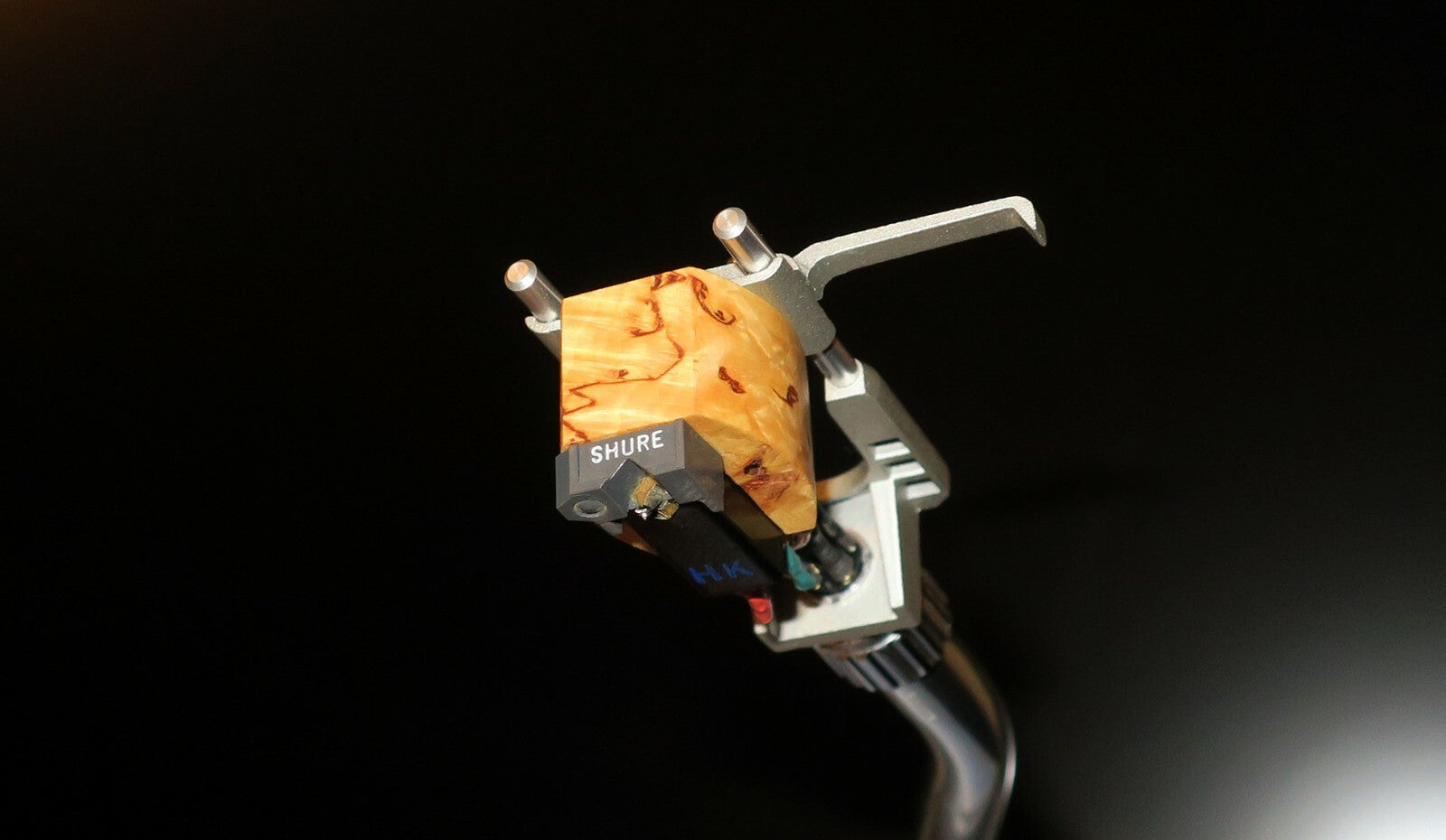 Custom-Made Wood Body for SHURE M44 Series Cartridge Curly birch2