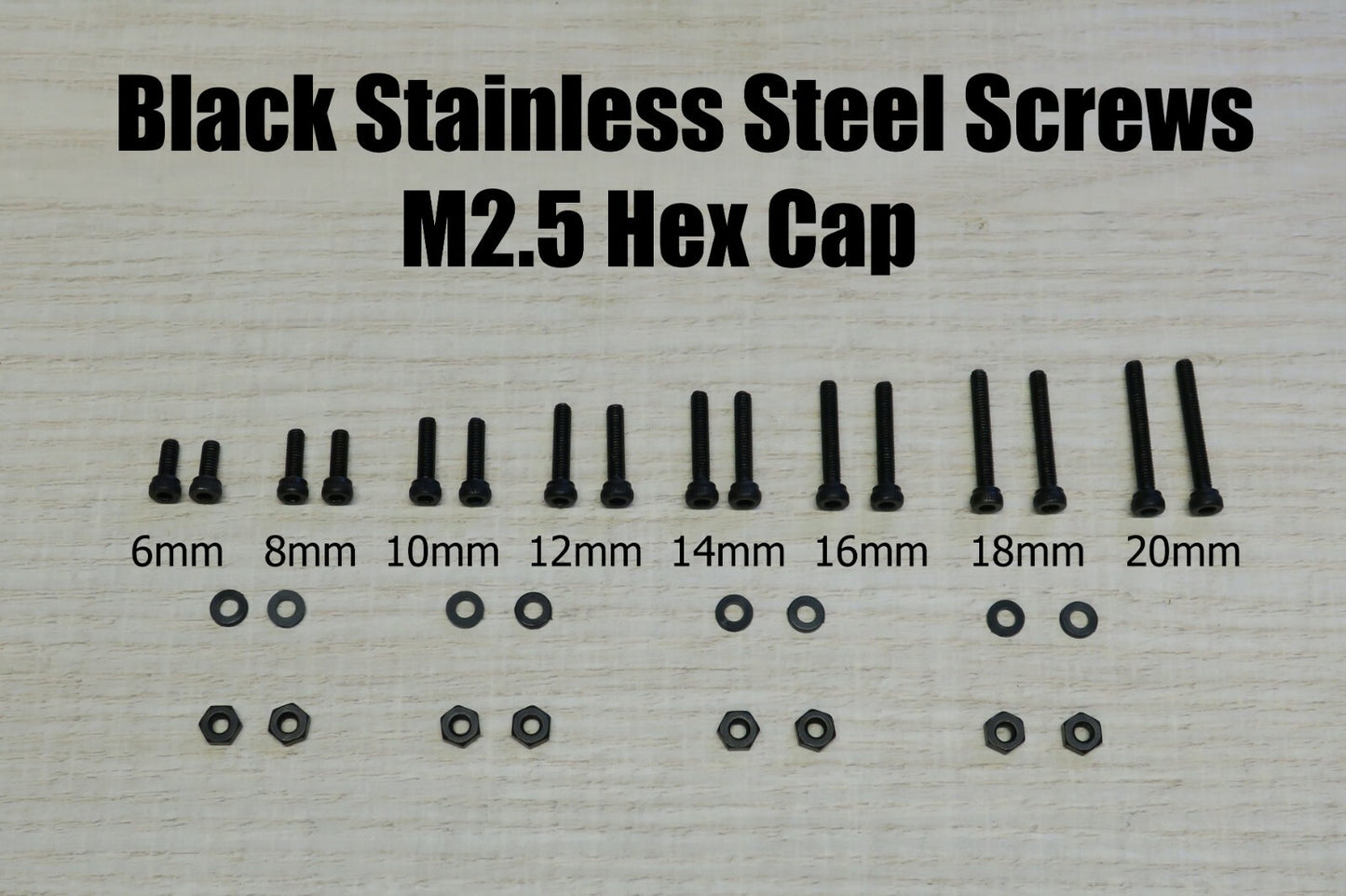 Black Phono Screw Kit M2.5 Hex Cap Stainless Steel for Cartridge Headshell 6-200