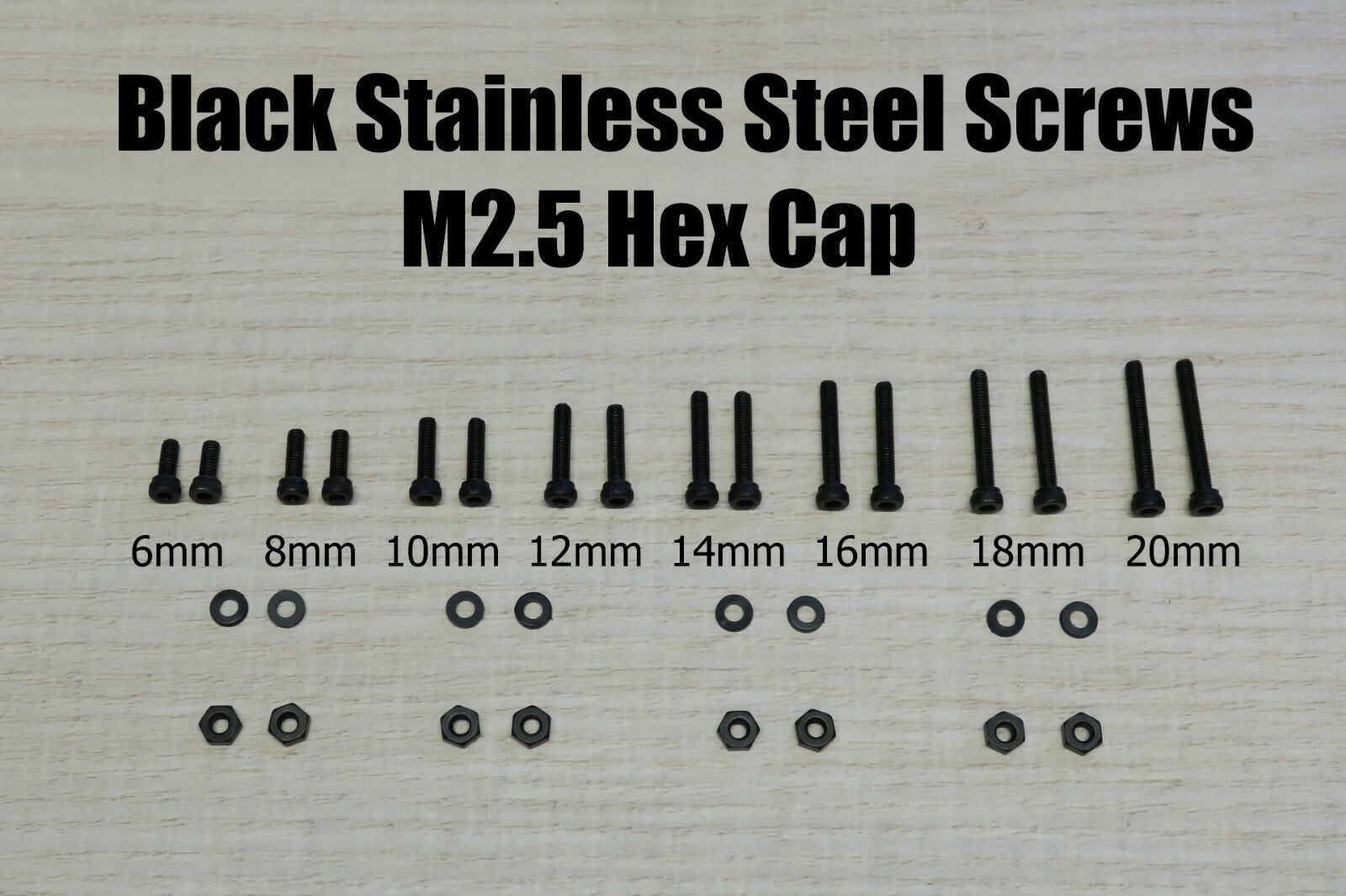 Black Phono Screw Kit M2.5 Hex Cap Stainless Steel for Cartridge Headshell 6-200