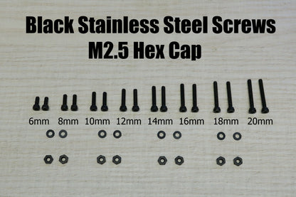 Black Phono Screw Kit M2.5 Hex Cap Stainless Steel for Cartridge Headshell 6-200