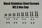 Black Phono Screw Kit M2.5 Hex Cap Stainless Steel for Cartridge Headshell 6-200
