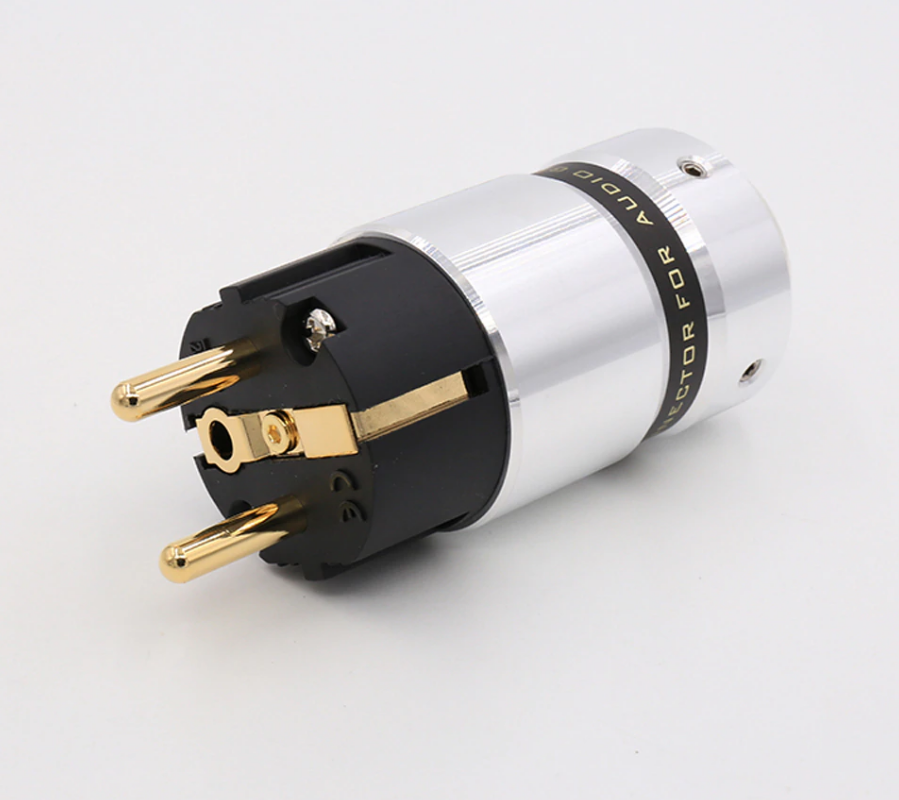 High End Schuko Power Plug Connector EU Reference Gold Plated / Audio Hi Fi0