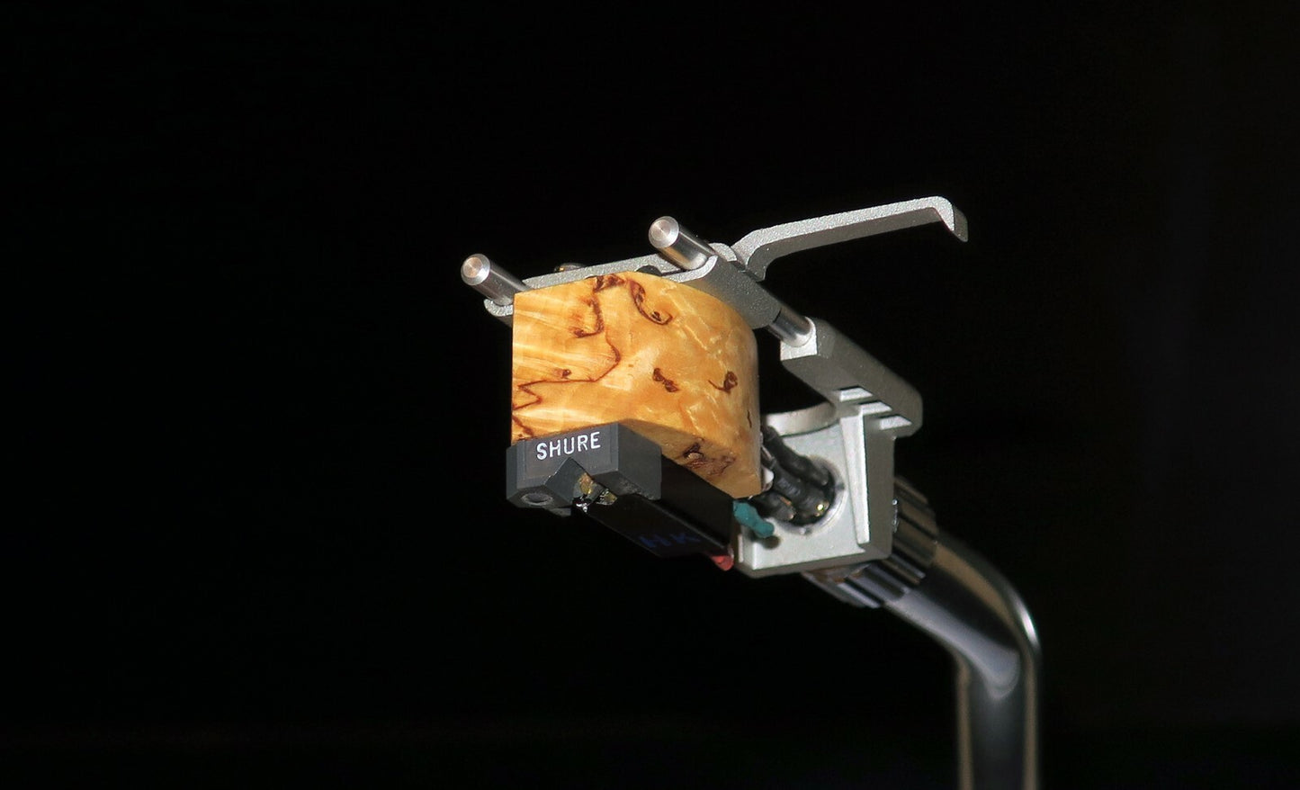 Custom-Made Wood Body for SHURE M44 Series Cartridge Curly birch0