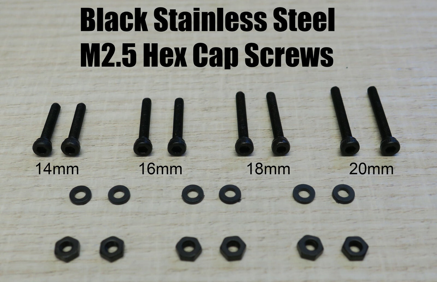 Black Phono Screw Kit M2.5 Hex Cap Stainless Steel for Cartridge Headshell 14-200