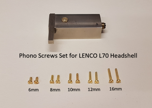 Phono Screw Set made of Brass for LENCO L70 Headshell / non-magnetic screws0