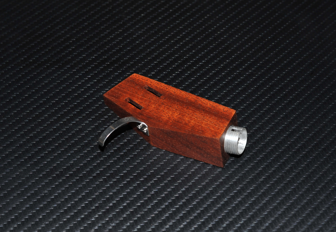 Custom-Made Headshell for Lenco L75 made of Mahogani Wood / Spacer / Wires2