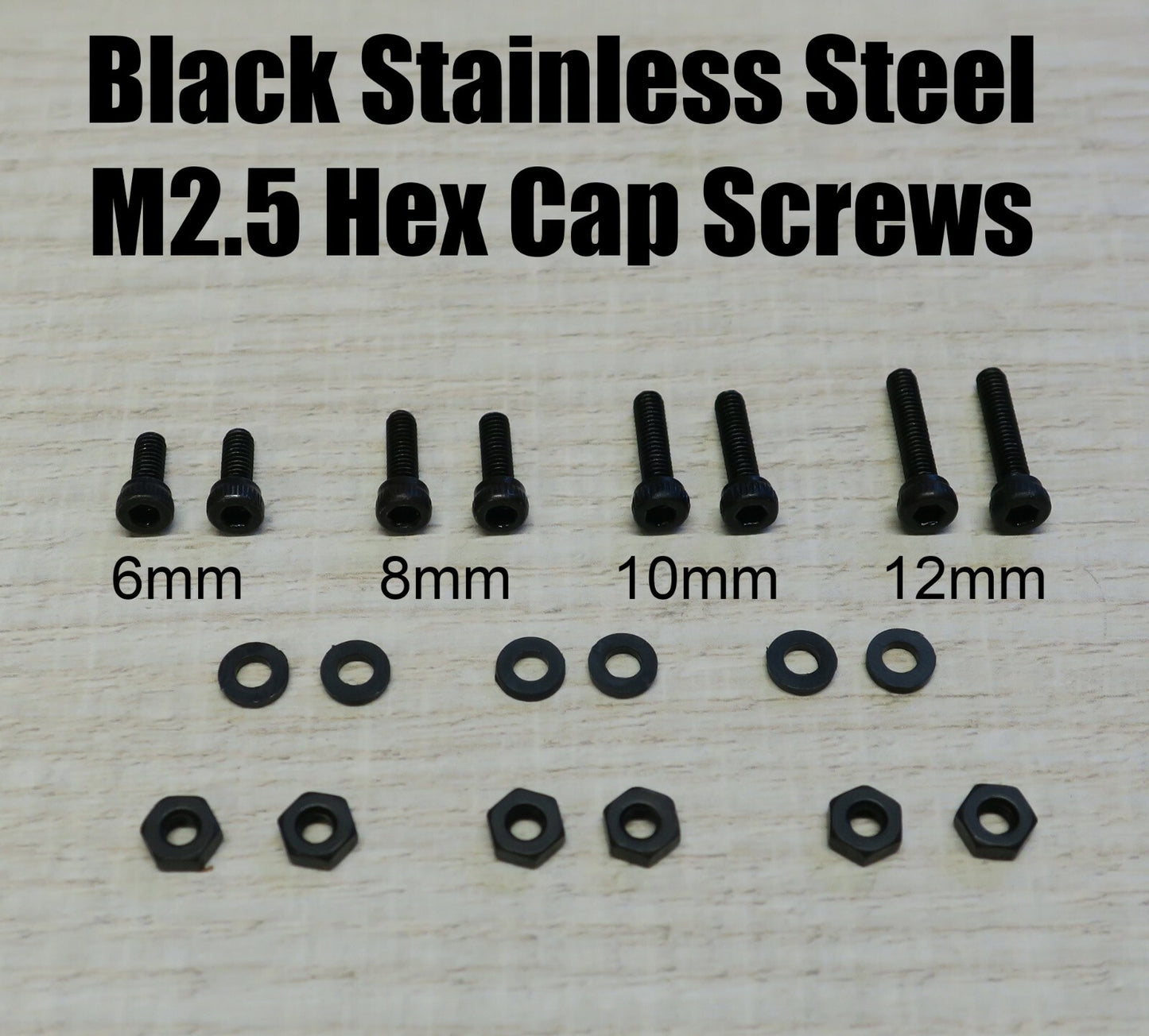 Black Phono Screw Kit M2.5 Hex Cap Stainless Steel for Cartridge Headshell 6-120