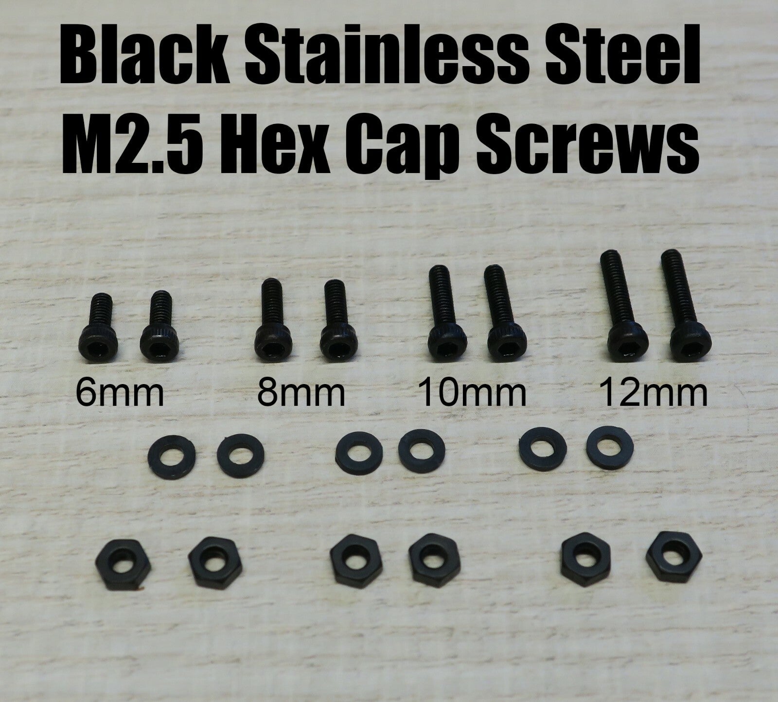 Black Phono Screw Kit M2.5 Hex Cap Stainless Steel for Cartridge Headshell 6-120