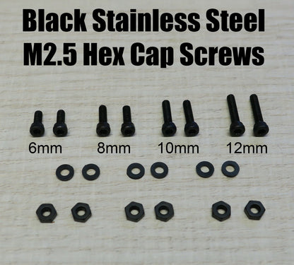 Black Phono Screw Kit M2.5 Hex Cap Stainless Steel for Cartridge Headshell 6-120
