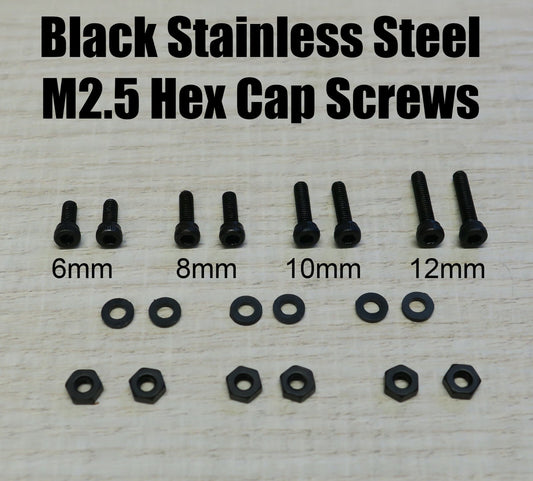 Black Phono Screw Kit M2.5 Hex Cap Stainless Steel for Cartridge Headshell 6-120