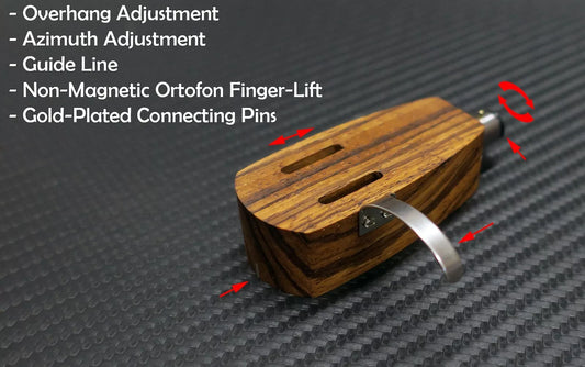 Custom-Made Zebra Wood Headshell "Opera" for Tonearms with SME Connector Type