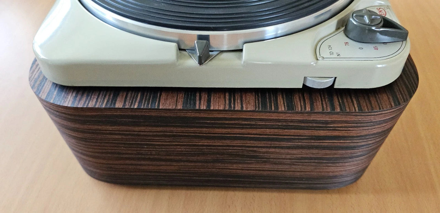 Custom-Made Plinth for Thorens TD124 made of High Fidelity MDF & Makassar Ebony Veneer