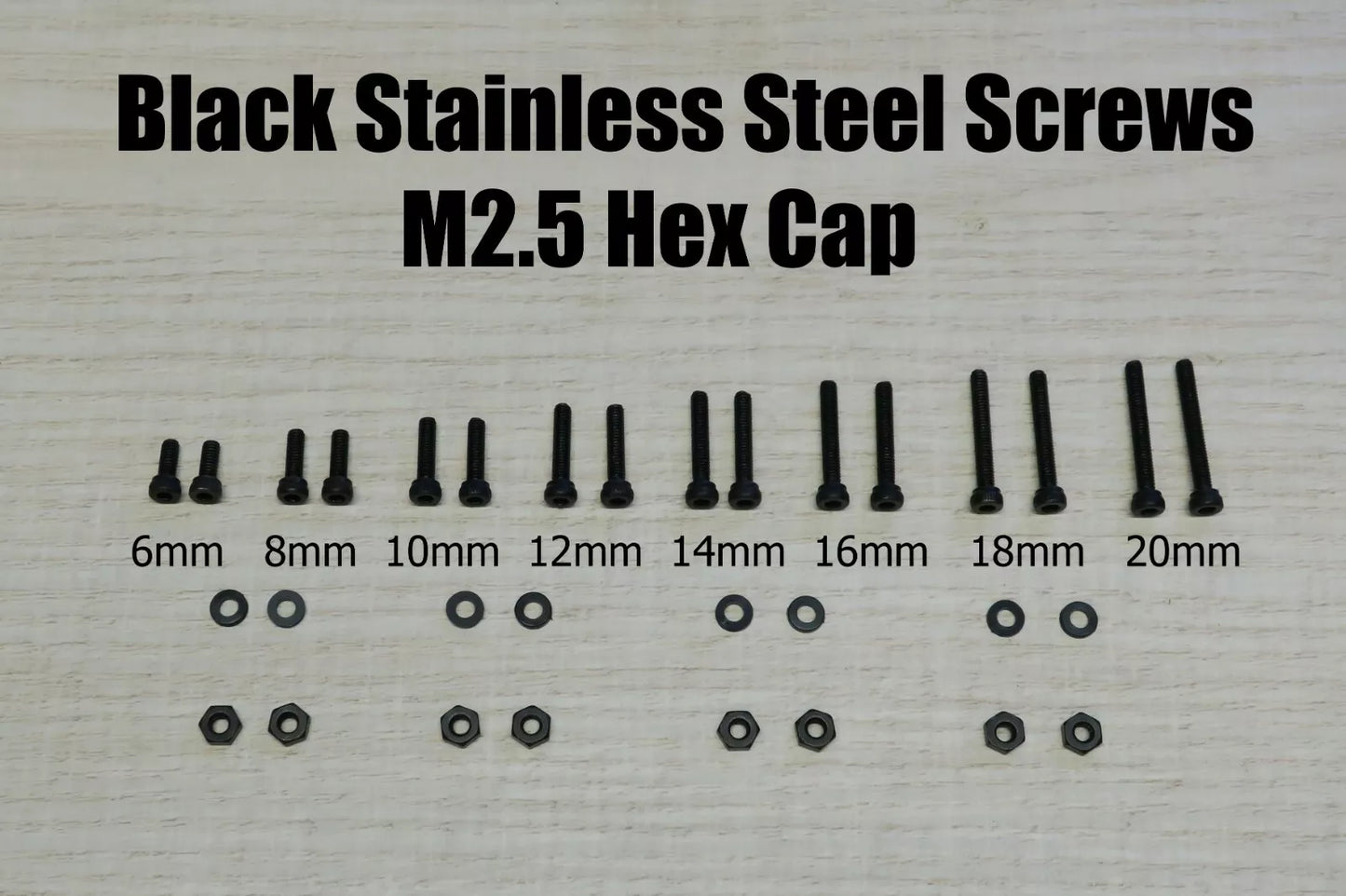 Premium Phono Screws Set / Stainless Steel BLACK - M2.5 Length 6-20mm for Headshell / Phono Cartridge