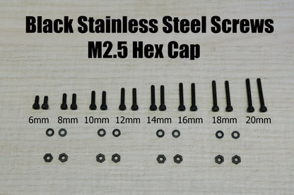 Premium Phono Screws Set / Stainless Steel BLACK - M2.5 Length 6-20mm for Headshell / Phono Cartridge