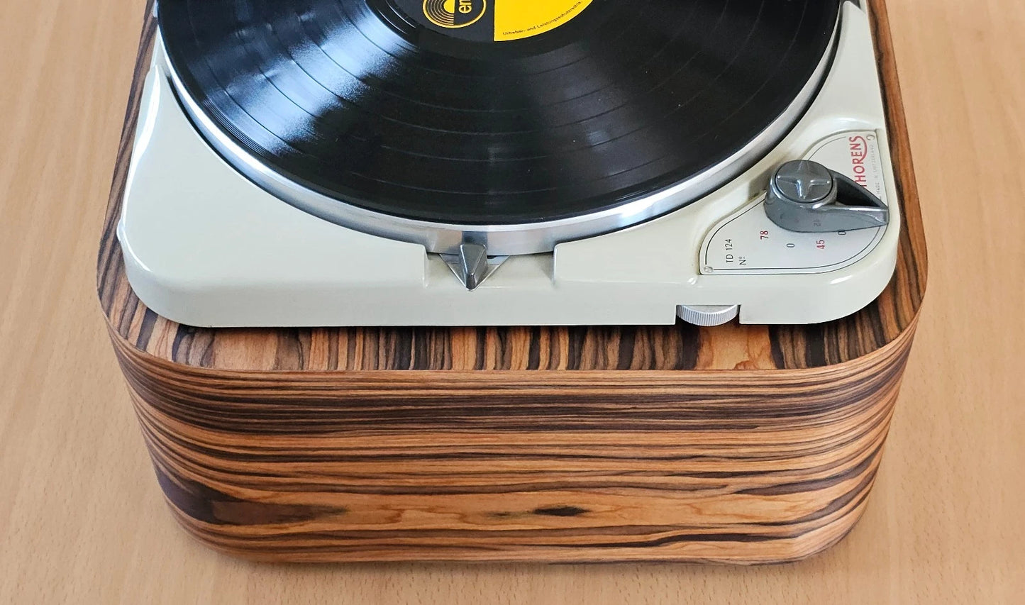 Custom-Made Plinth for Thorens TD124 made of High Fidelity MDF & Santos Palisander Veneer
